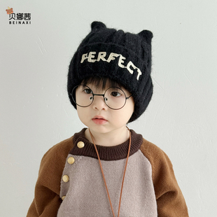 儿童帽子秋冬季宝宝保暖护耳帽男童帅气加厚针织帽女孩冬天幼儿园