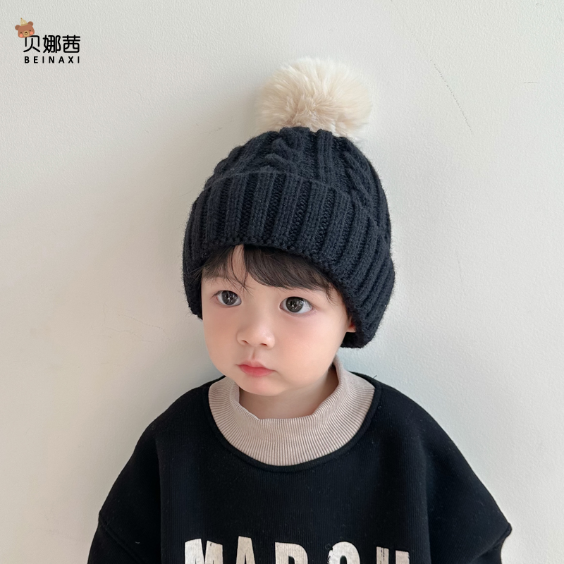 帽子秋冬儿童毛线帽宝宝帽子针织帽男童女童新款加厚保暖男孩冬季