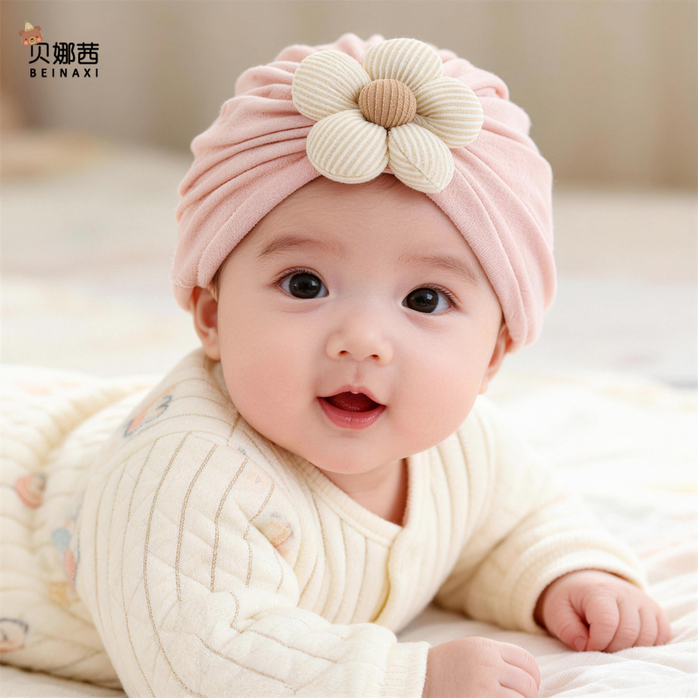 贝娜茜婴儿帽子胎帽洋气印度帽