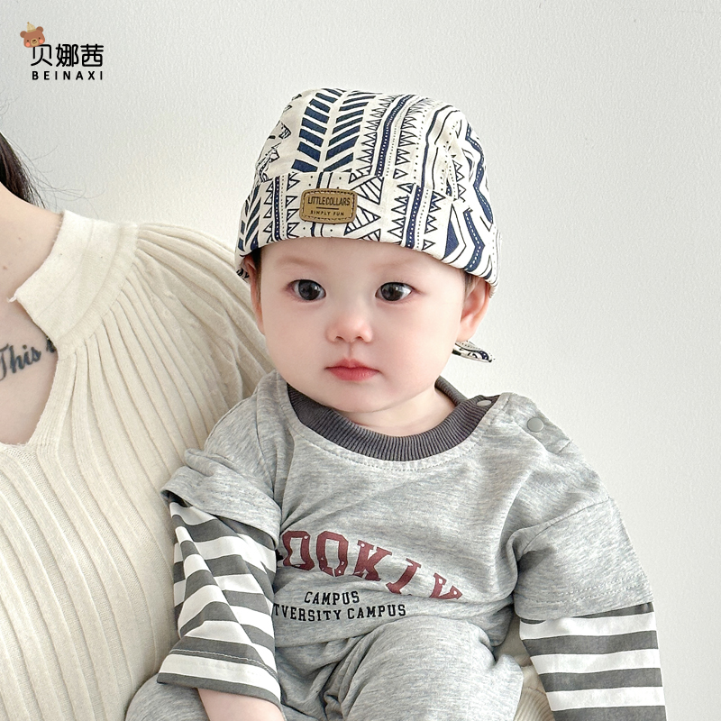 婴儿帽子春秋季薄款男宝宝韩版海盗帽婴幼儿夏季洋气头巾套头帽