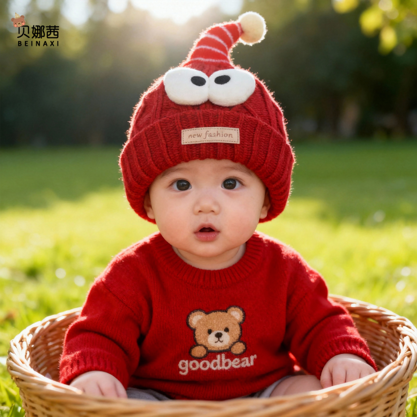 贝娜茜婴儿帽子毛线帽保暖防风冬