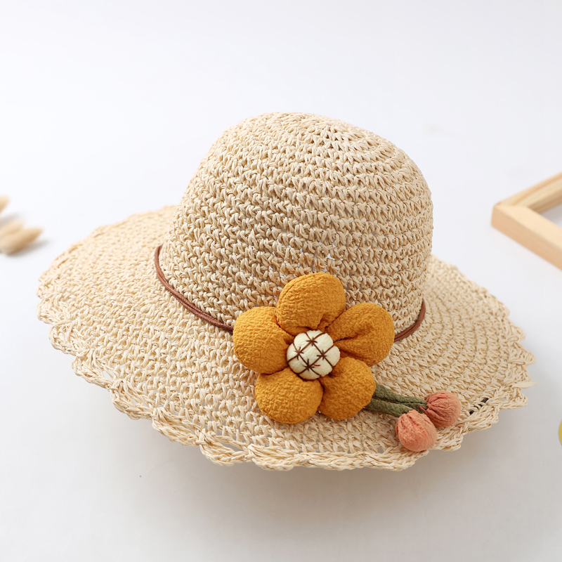 儿童帽子女夏季防晒遮阳帽草帽韩版洋气渔夫帽女孩儿童帽1-3公主