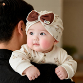 婴儿帽子春秋季 宝宝初生满月囟门帽婴幼儿外出洋气印度帽胎帽 薄款