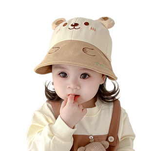 婴儿帽子夏季遮阳帽男宝宝鸭舌帽女外出防晒太阳帽儿童渔夫帽春秋