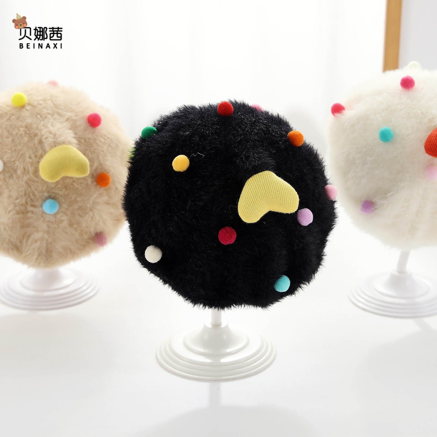 贝娜茜婴儿帽子贝雷帽保暖针织冬