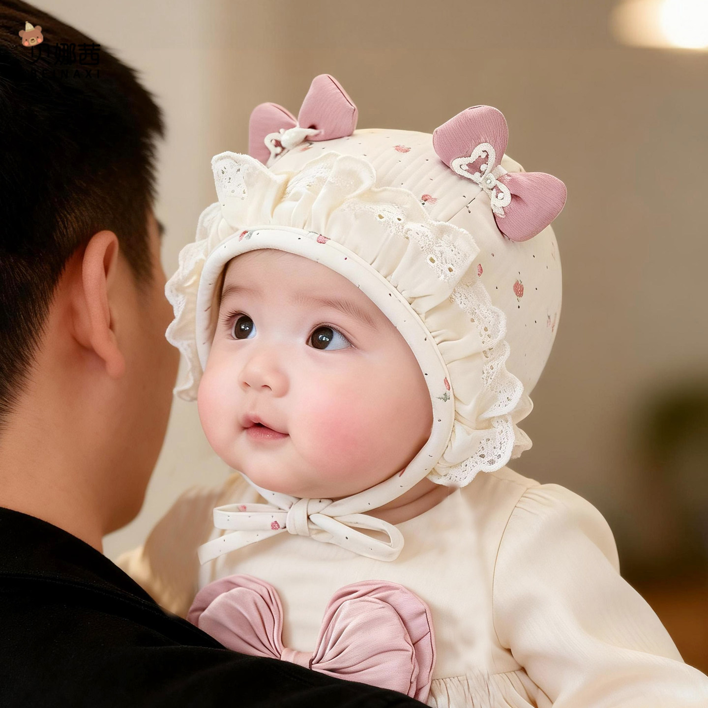 婴儿帽子春秋季薄款宝宝女公主风胎帽囟门帽婴幼儿洋气护耳帽冬季