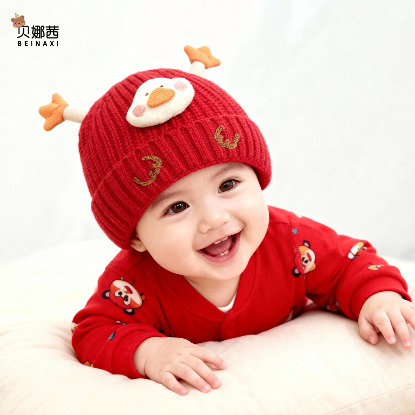 贝娜茜婴儿帽子毛线帽保暖防风冬