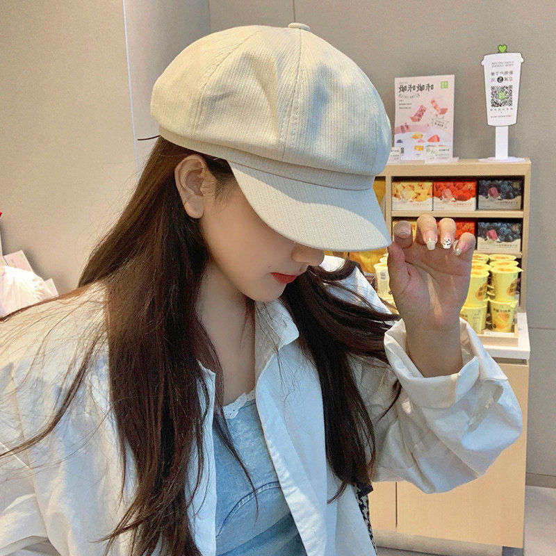 方脸适合的帽子八角帽女夏季文艺复古显瘦贝雷帽显脸小百搭画家帽