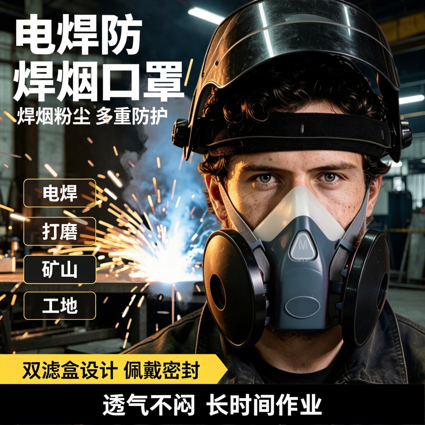 口罩电焊透气防烟尘粉尘工业粉尘