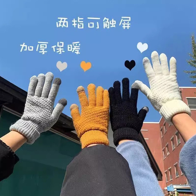 秋冬季防风防寒加绒保暖触屏手套