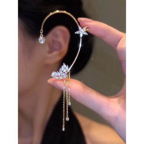 耳骨夹月溅星河耳夹无耳洞女耳挂耳环轻奢高级感小众方圆脸耳饰