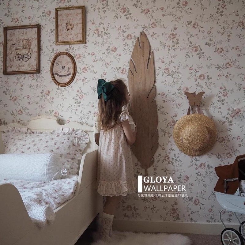 现货儿童房小碎花北欧玫瑰花园墙纸Rose Garden 瑞典原装进口壁纸,家装主材,无纺布墙纸,淘宝优惠券,粉丝福利购,淘宝优惠卷