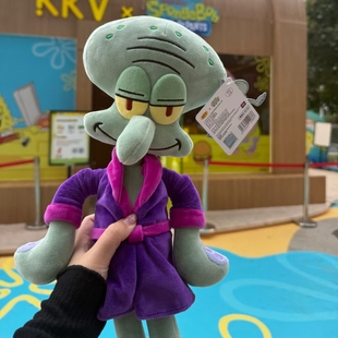 海绵宝宝周边章鱼哥长袍睡衣毛绒玩偶公仔松弛感毛绒玩具摆件装饰