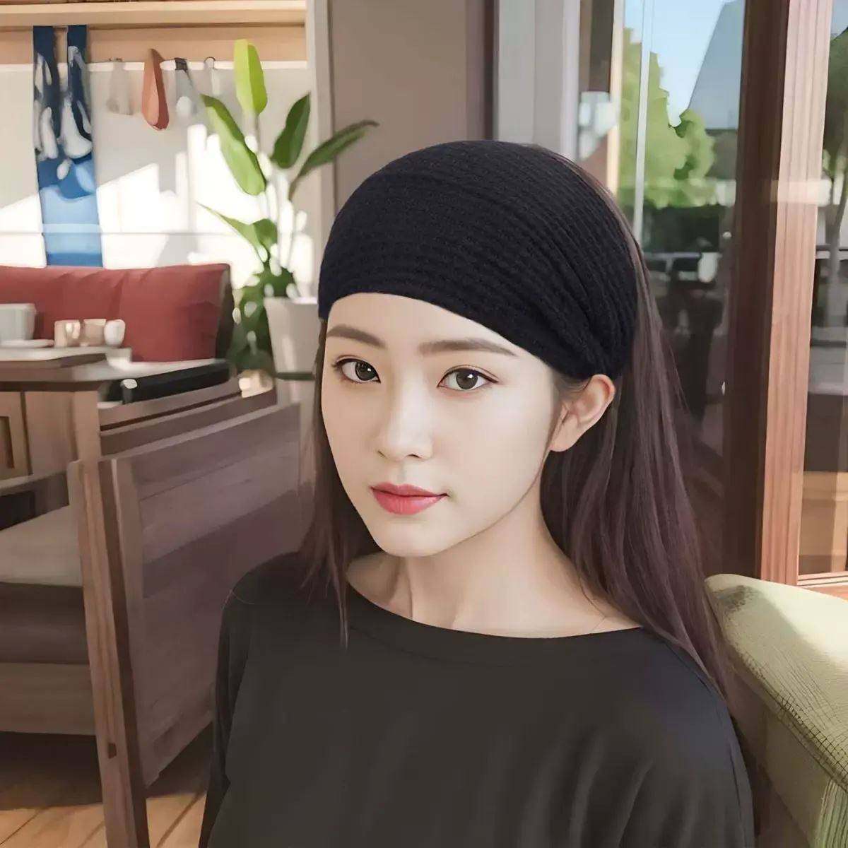 护脑门抹额女夏天四季遮额头头巾遮白发神器月子发带产后防风头套