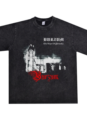 数码直喷黑暗摇滚金属乐队Gorgoroth水洗做旧T恤短袖宽松纯棉男女