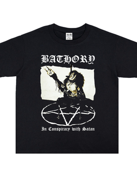 瑞典维京黑暗金属乐队Bathory个性印花T恤纯棉短袖男女宽松潮流款