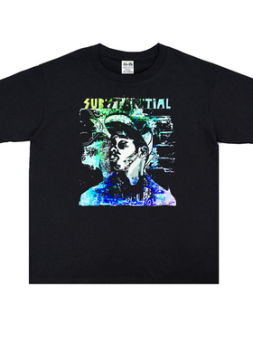 嘻哈说唱摇滚歌手Substantial印花T恤短袖宽松纯棉街头纯棉重磅