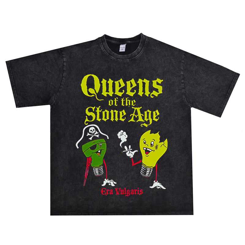 摇滚石器时代皇后Queens Of The Stone Age石器女皇水洗做旧T恤