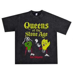 摇滚石器时代皇后Queens Of The Stone Age石器女皇水洗做旧T恤