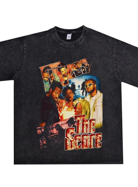 数码直喷说唱Hip Hop组合The Fugees嘻哈水洗做旧T恤短袖宽松男女