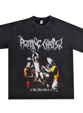 数码直喷重金属摇滚ROTTING CHRIST乐队重磅纯棉做旧T恤短袖宽松