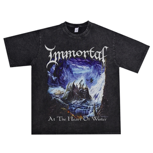 数码直喷金属摇滚Immortal永垂不朽乐队印花T恤短袖宽松纯棉男女