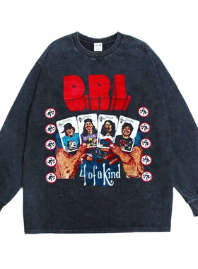 数码直喷摇滚硬核始祖D.R.I.硬汉乐队印花长袖T恤重磅纯棉嘻哈