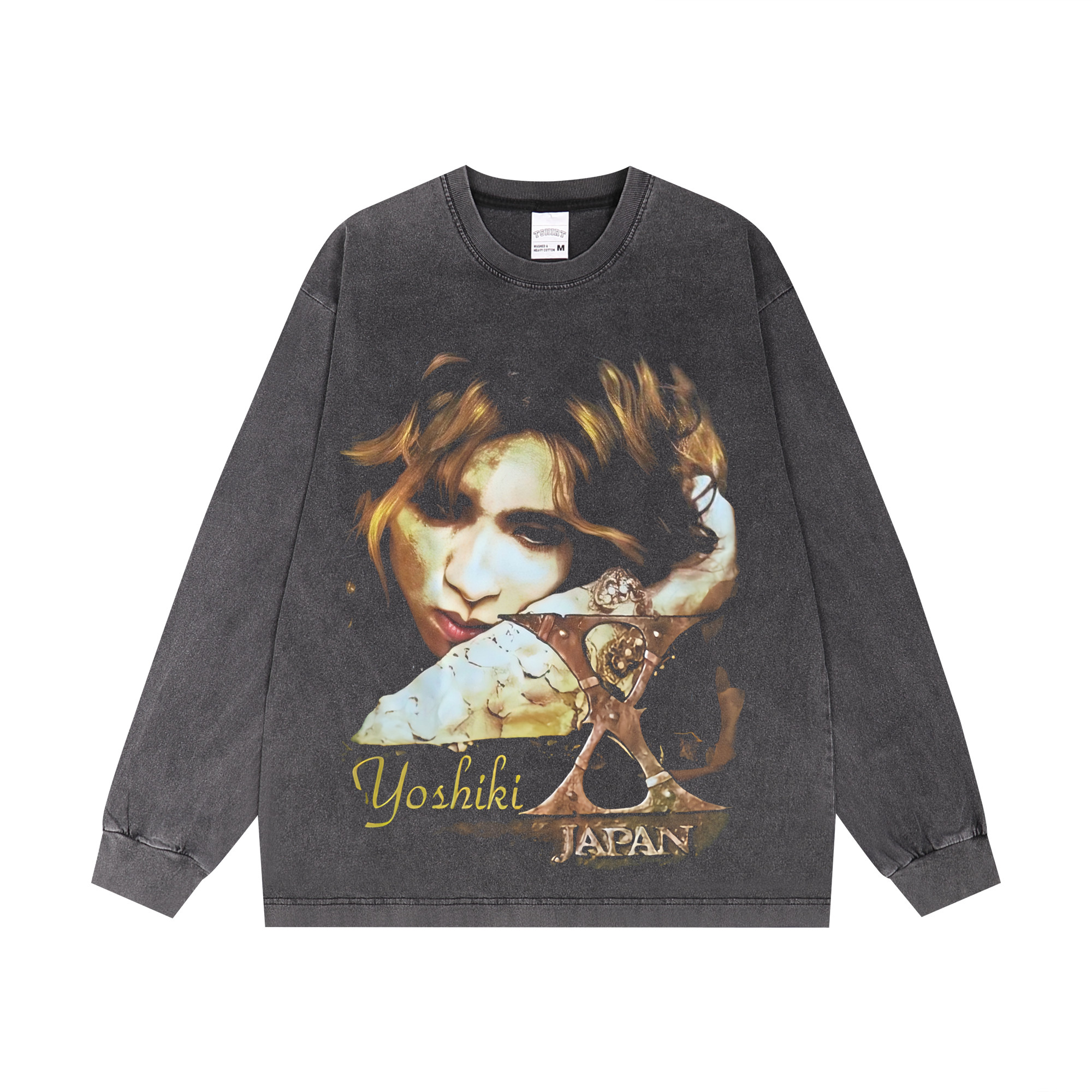 数码直喷X-JAPEN摇滚乐队YOSHIKI人像美式t恤复古宽松短袖vintage