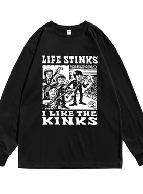 英国流行摇滚The Kinks奇想乐队印花潮流圆领长袖T恤纯棉宽松男女
