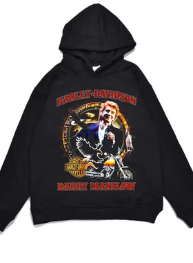 数码直喷歌手巴瑞·曼尼洛Barry Manilow印花加厚连帽卫衣宽松
