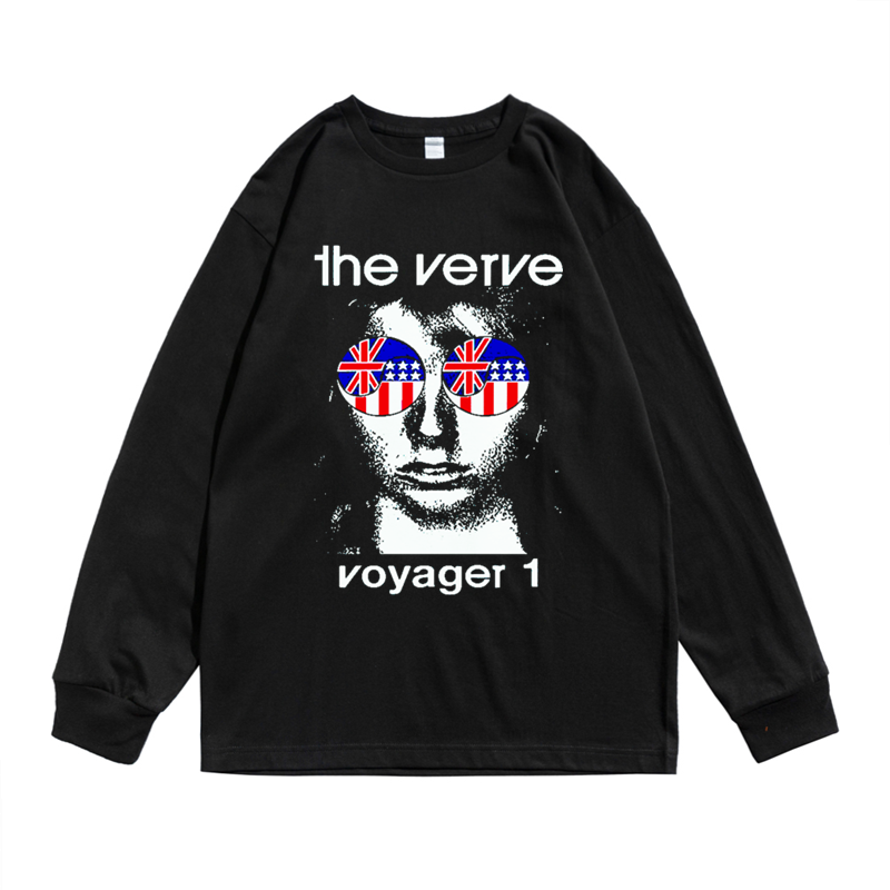 欧美摇滚the verve神韵乐队人物印花长袖t恤纯棉男女同款宽松潮流