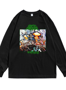 硬核敲击金属摇滚Cryptic Slaughter隐秘屠宰乐队印花长袖T恤男女