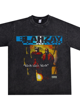 欧美Blahzay Blahzay嘻哈说唱组合Blah Blah Blah水洗做旧T恤短袖