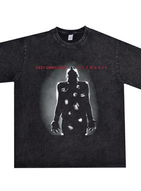 直喷摇滚歌手奥兹·奥斯朋Ozzy osbourne水洗做旧T恤短袖宽松嘻哈