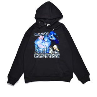 说唱歌手德雷克Drake公鸭Drizzy饶舌嘻哈印花卫衣袖男女宽松外套