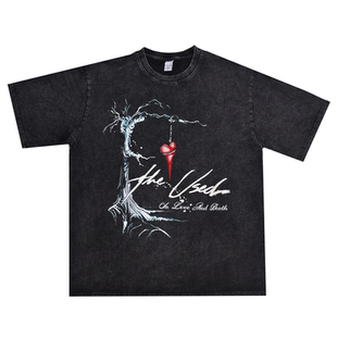 知名情绪摇滚乐队the used印花T恤短袖宽松纯棉重磅做旧可定制潮