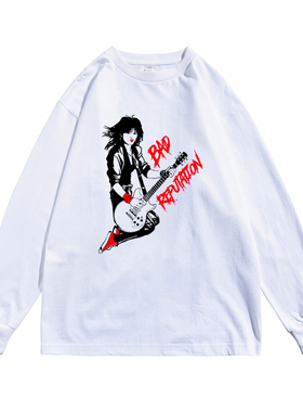 欧美女歌手硬摇滚朋克Joan Jett琼·杰特人物印花长袖T恤男女宽松