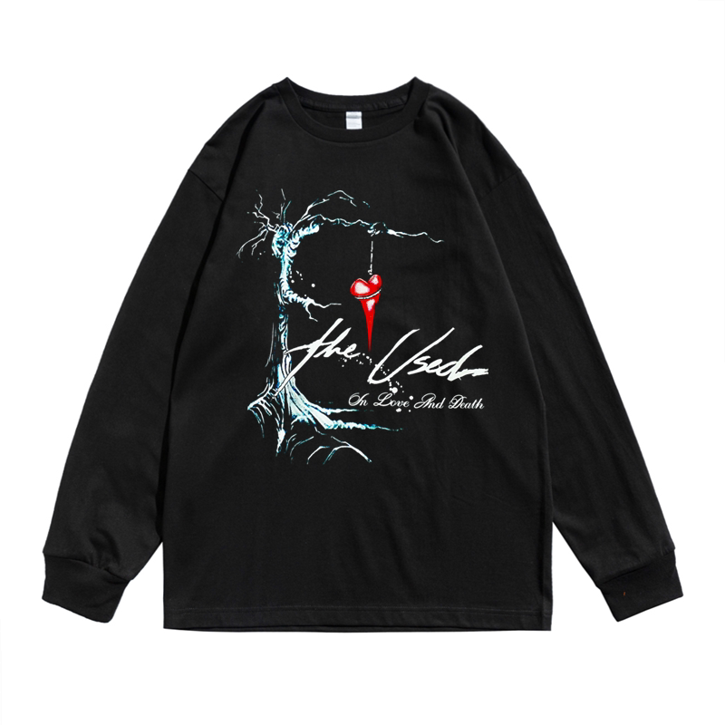 欧美知名情绪摇滚乐队the used印花个性男女t恤长袖街头宽松纯棉