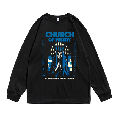 欧美厄运谋杀金属摇滚Church of Misery乐队印花长袖T恤宽松男女
