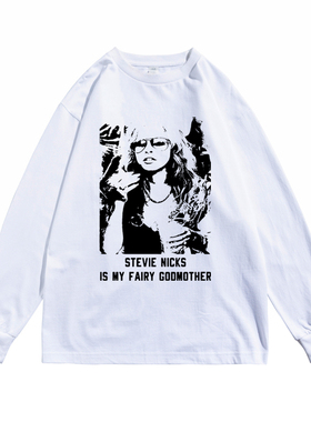 欧美歌手史蒂薇·妮克丝Stevie Nicks人物印花长袖T恤男女宽松