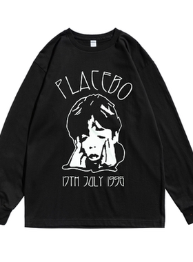 欧美Placebo安慰剂工业摇滚乐队个性街头印花T恤长袖圆领男女宽松