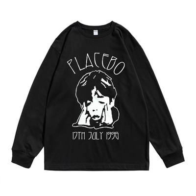 欧美Placebo安慰剂工业摇滚乐队个性街头印花T恤长袖圆领男女宽松