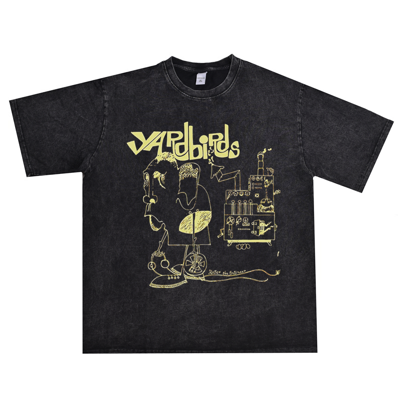 英国摇滚the yardbirds雏鸟乐队水洗做旧t恤短袖宽松纯棉男女同款