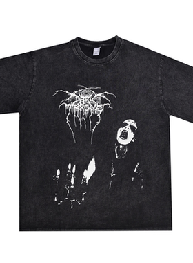 直喷黑金属Darkthrone 黑暗宝座王权摇滚乐队T恤短袖男女宽松纯棉