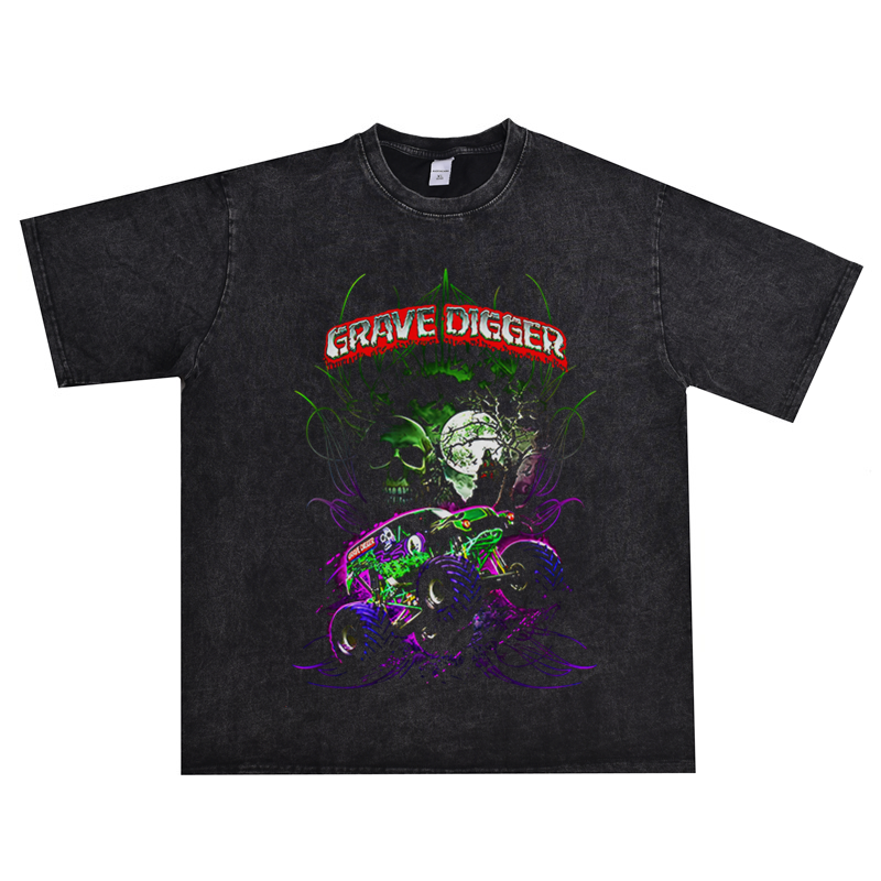 德国重金属硬摇滚组合grave02digger掘墓人乐队印花t恤水洗做旧