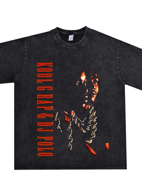 数码直喷东岸硬核说唱Kool G Rap & DJ Polo歌手印花T恤短袖宽松