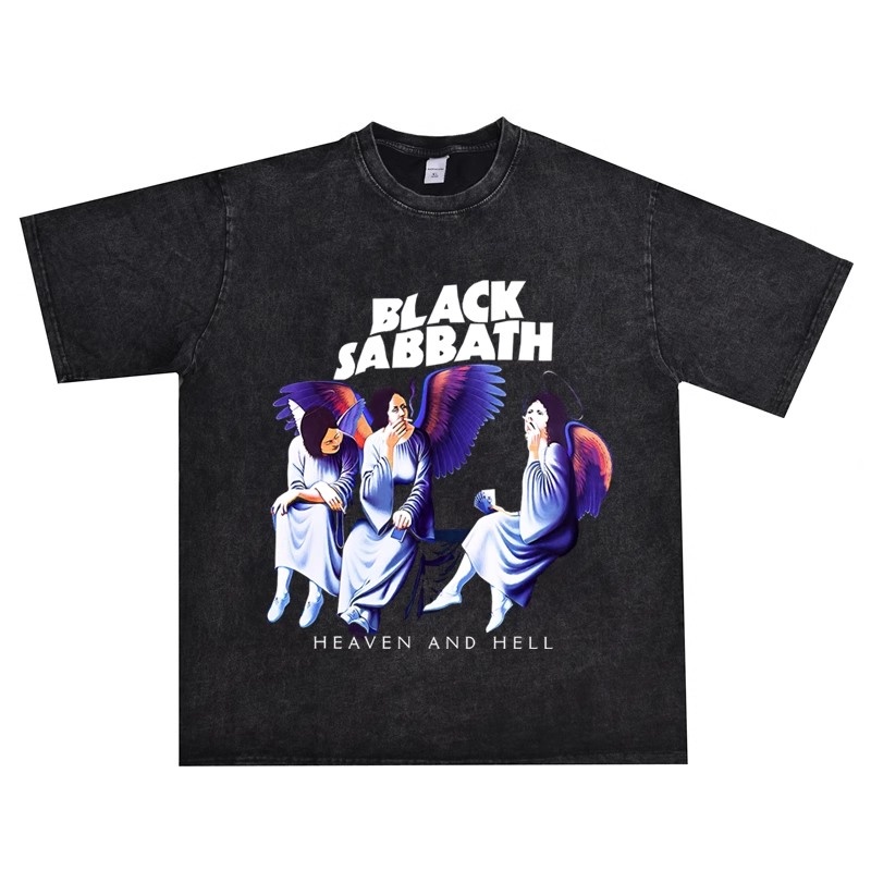 黑色安息日乐队水洗做旧T恤