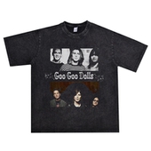 欧美后垃圾硬摇滚Goo Goo Dolls咕咕玩偶乐队水洗做旧T恤宽松