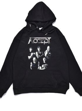 欧美重金属容乐团Accept摇滚接受乐队印花加厚卫衣宽松潮流外套