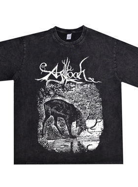 美国民谣厄运金属摇滚Agalloch沉香木乐队水洗做旧T恤短袖男女